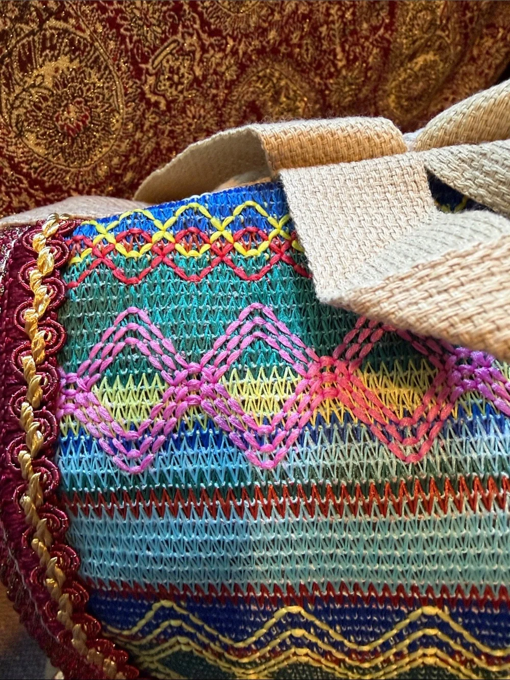 Gorgeous AuthenticTribeTassel mini BackPack- Vibrant blue, green, burgundy, boho